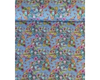 DZIANINA DRESOWA - KWIATY NA JEANSIE - 240g/m²/180cm